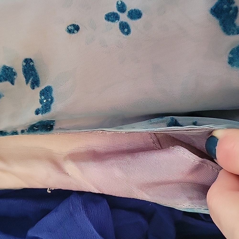 Authentic 1950s Chiffon Floral Overlay Lined A Line Party Dress - Picture 16 of 16